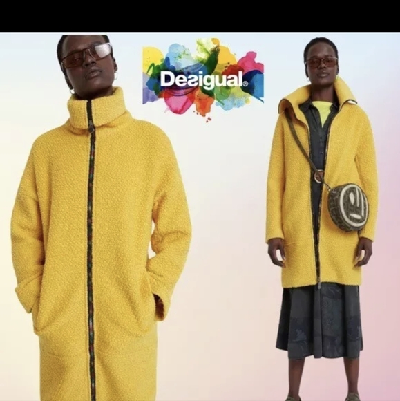 Desigual Land Overcoat in Solar Power Yellow Size 38/S - Picture 3 of 8